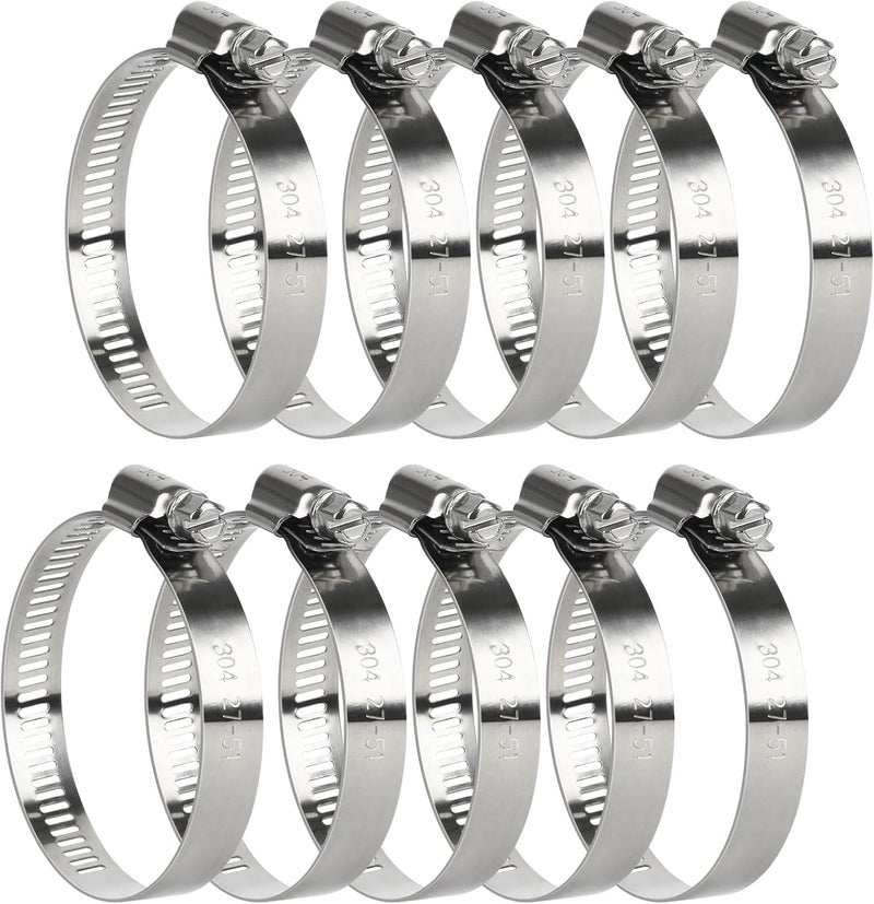 Gudui Hose Clamp, Stainless Steel Hose Clamps for 1 Inch to 2 Inch Hose Pipe Large Adjustable Worm Gear Hose Clamps Assortment Kit for Automotive Radiator Fuel Line, Mechanical - Image 1